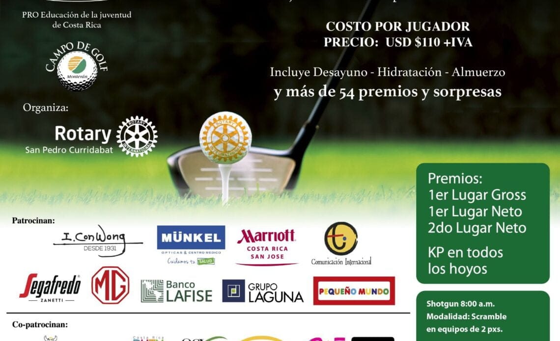 Rotary Club San Pedro Curridabat organiza torneo de golf para financiar programa de becas en inglés y ofimática para jóvenes en riesgo social 1 Flyer torneo 1