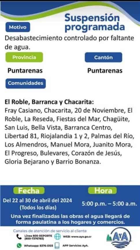 Estos son los lugares afectados