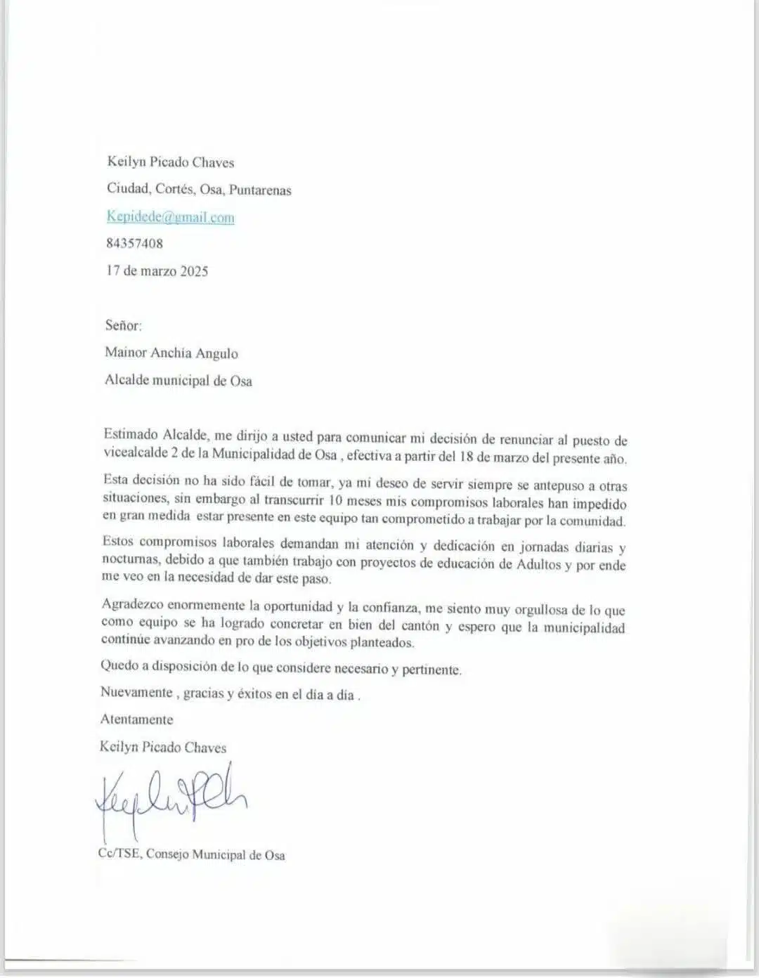 Carta enviada