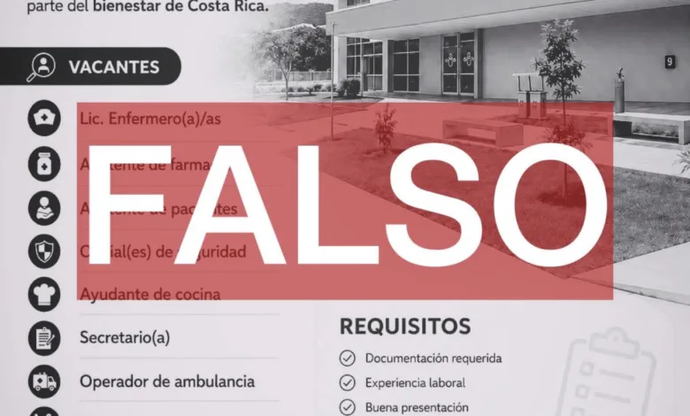 Publicación que desmiente el Hospital de Puntarenas